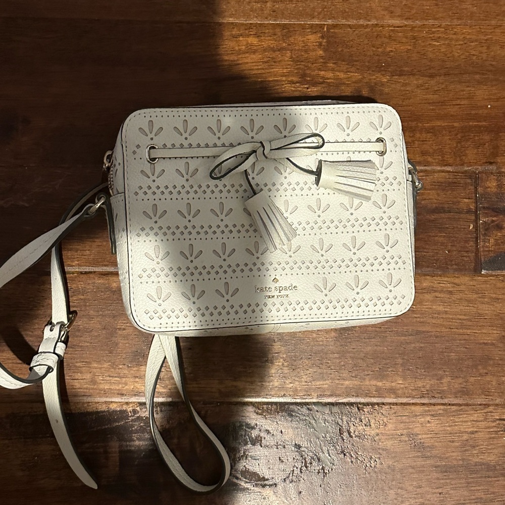Kate Spade White Crossbody Bag with Tassels